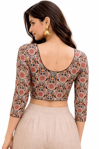 Image of Fressia Fabrics Women's Cotton Readymade Saree Blouse Stretchable Crop Top Choli Bustier Top