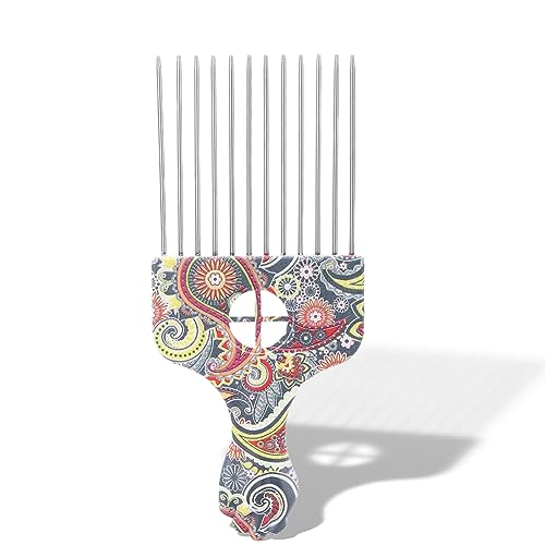 Professional Hair Styling Pick Comb - Stainless Steel, for Afro Hair, Suitable for Women and Men (Waist flower K4)