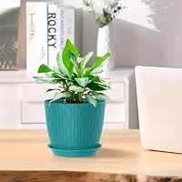 Homeuouz 5 Packs Blumentopf mit Bewässerungssystem, 17.8cm Pflanzentopf mit Bewässerungssystem, Übertopf mit Untersetzer, Blumentöpfe Set Ideal für Innen und Balkongärten,Dunkelgrün – Ansicht 6