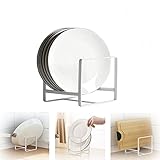 1Pcs Soporte para Bandejas de Horno en Metal, Organizador de Platos Vertical, Rejilla Escurreplatos para Sartenes, Ollas y Tapas, Encimera y Alacena, Platos y Sartenes Que Ahorran Espacio (Blanco)