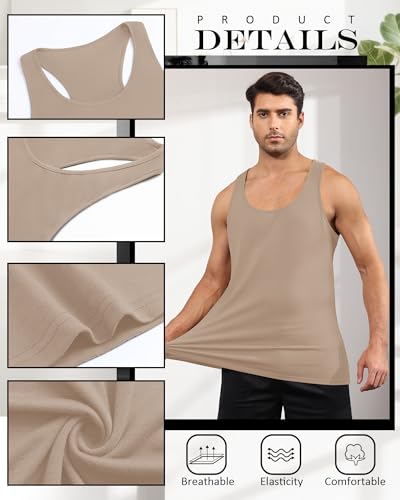 Riyiper 3 Pack Men's Big and Tall U Neck Tank Tops M-5XL Sleeveless Compression Tees Beach Casual Summer Muscle Basic Shirts3