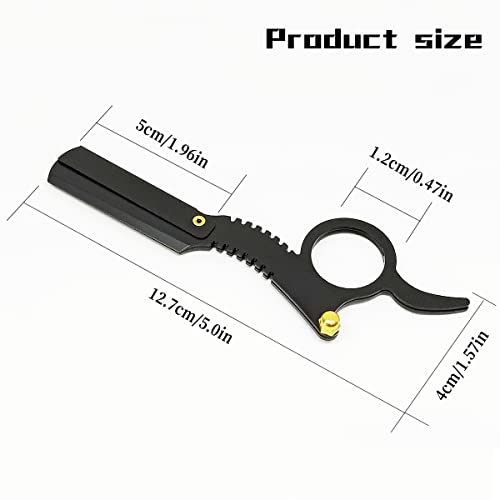Straight Razors For Men, Barber Tools Salon Manual Shaver Beard Hair Trimmer Razors, Navajas Para Barbero, Comes With 10 Wrapped Razor Blades(Black) #TOP3