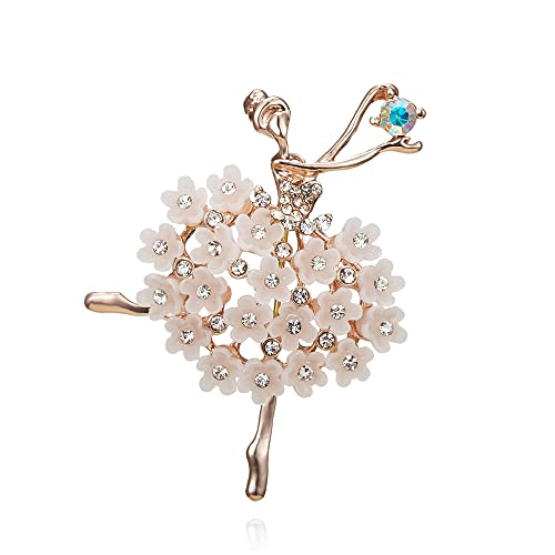 Rhinestone Ballerina Brooch Pin Ballet Gifts for Girls Dancing Brooch Dress Lapel Flower Pins Ballet Brooches for Women Birthday Christmas Gift