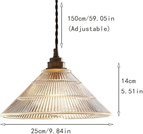 Lámpara colgante de vidrio a rayas con base E27 retro de metal 7