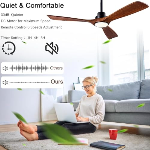 52 Inch Ceiling Fan with Lights, Remote/APP Control, Reversible DC Motor by ducrew - Used condition - Image 3