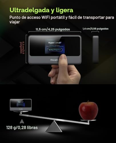 Miniatura 9 de Glocalme Meowgo Router Wifi Móvil 4g, Dl 390 Mbps Ul 150 Mbps, Internet Móvil Para 200 Países Globales, Sin Necesidad De Sim, Wifi Portátil Para Viajes Sin Contrato Con 10gb De Datos En Europa