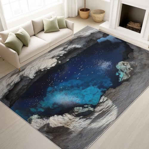 Tapis mystérieux grotte bleu 140x200 cm pour salon et salle à manger design - 2