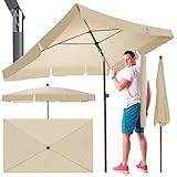 sonnenschirm rechteckig mit kurbel HOCHWERTIG & STABIL – Die Sonnenschirme Balkonschirme zeichnen sich durch premium Material aus & haben ein dickes 32 mm Durchmesser Standrohr. In grau / beige zu kaufen. Ohne Ständer / Schirmständer