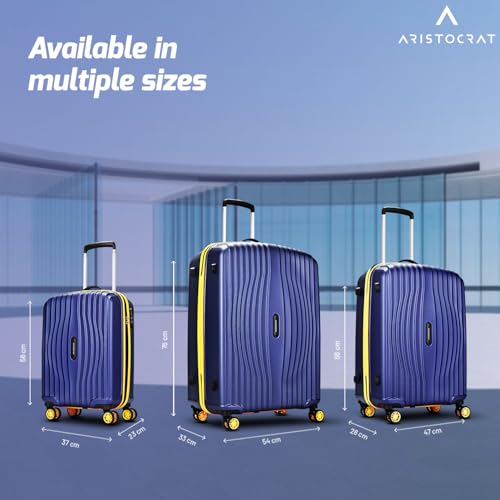 Image of Aristocrat Vortex Plus | Set of 2 Trolley Bag, 55+65 Cm, Small+Medium Hardside Luggage | 8 Wheels, Combination Lock | Polycarbonate | 3 Year International Warranty | Midnight Blue