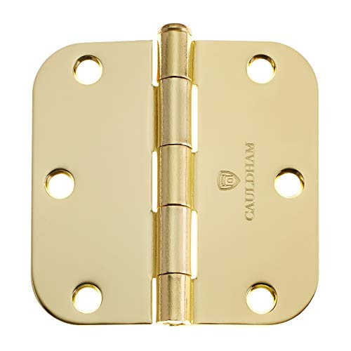 Cauldham (12 Pack) Heavy-Duty 3-1/2" Interior Door Hinges With 5/8" Radius Corners - Brass #TOP1