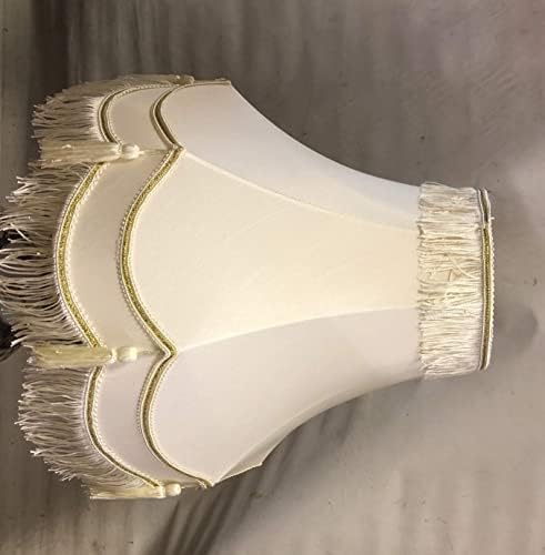 16" Double Scallop Iceberg Lampshade with Gold Trim, Fringe & Tassle