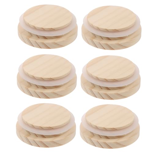 NAMOARLY 6 Pack Round Wooden Lids Cup Sealing Covers Smooth Polished for Easy Handling