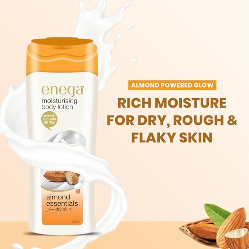 Image of Enega Almond essentials for Dry Skin Non Grassy & Deep Nourish Moisturizing Body Lotion for Men & Women - 500 ML (Pack of 1)