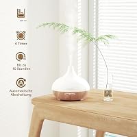 ASAKUKI 300 ml Diffuser für ätherische Öle, 5-in-1 Ultraschall, 7 LED, Gelb – Ansicht 6