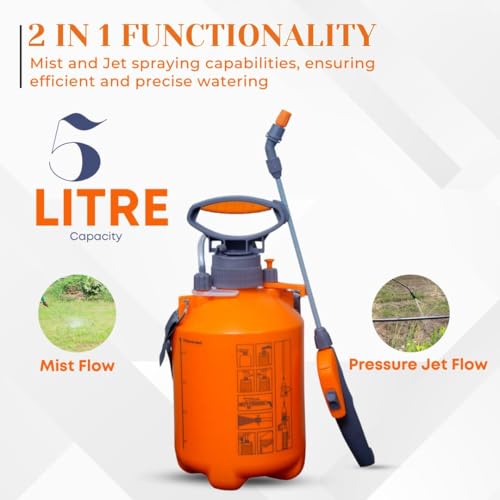 Image of Pad Corp PCM5 High Pressure 5 Litre Sprayer Pump for Plants Gardening Cleaning Sanitizing Pest Control | Lightweight & Versatile Hand Pressure Sprayer for Home Garden Small Farm Nursery Use (PCM-5)