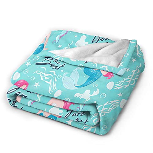 Mermaid Throw Blanket Gifts For Girls Kids Baby Toddler Cute Mermaid Blue Blanket Ultra Soft Cozy Warm Plush Lightweight Fleece Blanket For Nursery Bed Couch Chair Birthday Party Decor 40''X50'' #TOP6