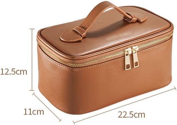 Travel PU Leather Storage Cosmetic Bag Portable Waterproof Hand held Toiletry Bags image 5