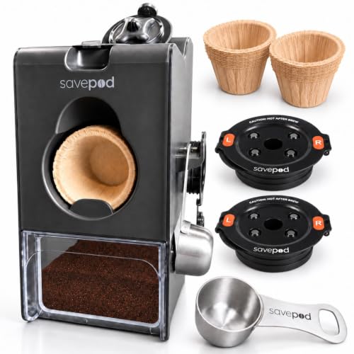 Savepod �R�[�q�[�|�b�h���[�J�[ �ė��p�\ K�J�b�v�L�b�g �u���b�N | Keurig 1.0�A2.0�AK-Supreme�AK-Mini & K-Duo�p�A�l�ߑւ��\�ȃR�[�q�[�|�b�h2�A�͔쉻�\��K�J�b�v�t�B���^�[50�A�X�e�����X�X�N�[�v�B