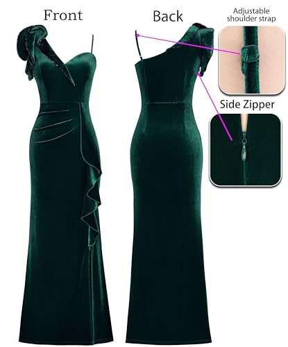 Image of VFSHOW Womens Ruffle One Shoulder Wedding Formal Prom Evening Maxi Dress