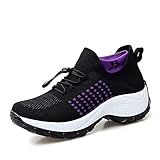 Morbuy Été Basket Marche Femme Respirantes 2023 Chaussures de Running Marche Sport tricotées à Fond Souple, Mode Semelle Épaisse Sneakers Gym Fitness Sneaker Respirante Shoes