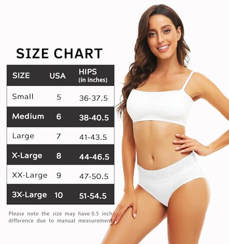 Image of RHYFF Womens Underwear Cotton Bikini Panties Lace Soft Hipster Panty Ladies Stretch Full Briefs 5 Pack