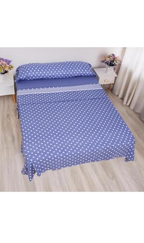 Genérico HCT - Juego de Sábanas Térmicas Pirineo 3 Piezas – Sábanas de Invierno Tejido Polar, Incluye Sábana Bajera Ajustable, Encimera y Funda de Almohada (Lunares Azul, Cama 135 (135 x 190/200cm))