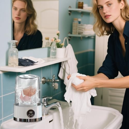 Portable Washing Machine | Lightweight Apartment Compact Wireless Underwear Washer | 1000ml Capacity Travel Washer | Panty Washing Machine for Baby Clothes, Socks, Cap, Camping, Apartments - Image 6