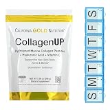 La California Gold Nutritiоn CollagenUP integratore in polvere a base di peptidi di collagene marino, acido ialuronico e vitamina C per salute di capelli pelle unghie ossa 206g + A&M Portapillole 1pz