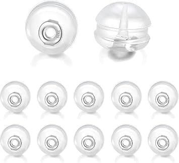 12PCS Earring Backs,S925 Silver Silicone Earring Backs Replacements,Locking Secure Earring Backs for Studs/Droopy Ears,No-Irritate Hypoallergenice Soft Clear Earring Backs for Adults.