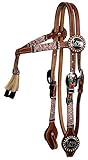 Showman Leather Futurity Knot Rawhide Braided Browband Headstall w/Praying Cowboy Conchos & Reins