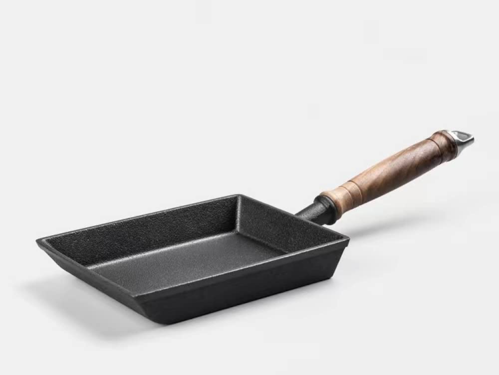Patelnia Do Omletów, Mini Patelnia Żeliwna, Prostokątna, Japońska, Z Drewnianym Uchwytem, Niepowlekana, Do Szybkiego Śniadania, Tamagoyaki Wok