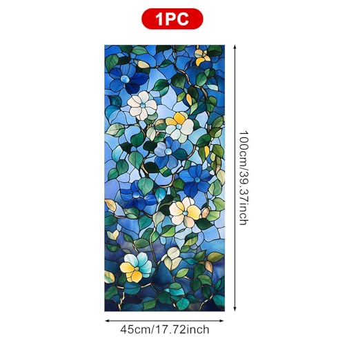 Vinilo decorativo 3D flores azul 39.3 x 17.7 in miniatura 3