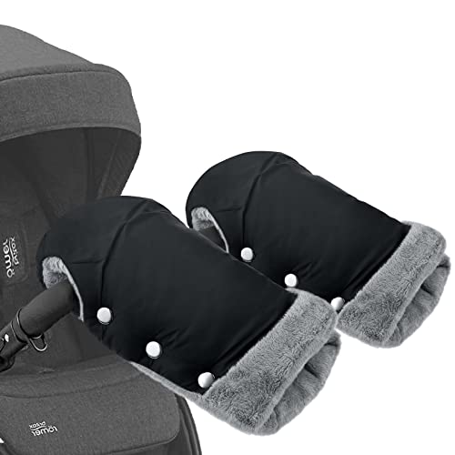 OPAMOO Gants de Poussette, étendus Poussette Coton Antigel Gants Bébé Chauffe-Mains, Moufles de Poussette Coupe-vent et Imperméable pour Poussette, Vélo, Fauteuil Roulant - Noir Cover