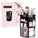EMOCCI Rotating Makeup Organizer 360 Adjustable Spinning Travel Cosmetic Storage Box Case Large Capacity Make Up Holder Vanity Shelf Fits Counter top Bathroom Kitchen(Black)
