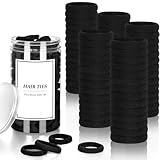 [140 PCS] Black Hair Ties, Seamless Cotton Hair Bands for Women Girls, Elastic Soft Ponytail Holders, No Damage Stretchy Hair Tie for Thick Heavy Curly Hair