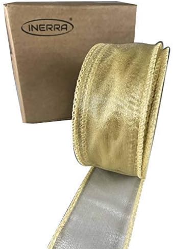INERRA Chiffon Ribbon - Luxury Wired Edge 20 Metres x 50mm (Cream)