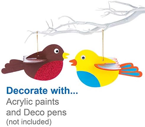 Baker Ross AV478 3D Wooden Birds Craft Project  Ideal for Kids' Arts and Crafts, Educational Toys, Gifts, Keepsakes and More (Pack of 6)