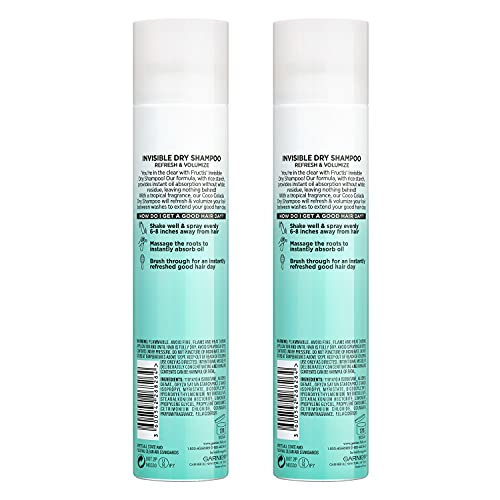 Garnier Haircare Fructis Style Invisible Dry Shampoo Coco Colada, Refresh & Volumize With No Visible Residue, Powered By Rice Starch To Instantly Absorb Oil, Silicone Free (Packaging May Vary) 2 Count #TOP1