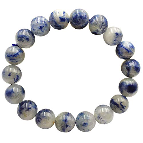 Bracelet quartz dumortiérite rutilé bleu naturel perles rondes 11mm mixte lithothérapie