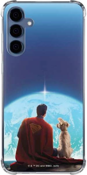 Skinit Clear Phone Case Compatible with Galaxy S24 - Officially Licensed DC Comics Superman Logo Background Pattern Design