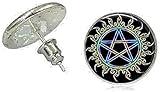 Bellissimi orecchini a bottone a forma di pentacolo wiccan, orecchini in vetro, gioielli in stile Liberty, bellissimi regali