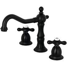 Kingston Brass KS1970AX Heritage Widespread Bathroom Faucet, Matte Black,8 x 7.56 x 7.44