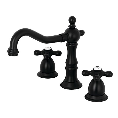 Kingston Brass KS1970AX Heritage Widespread Bathroom Faucet, Matte Black,8 x 7.56 x 7.44 by Kingston Brass - Used condition - US$120.71