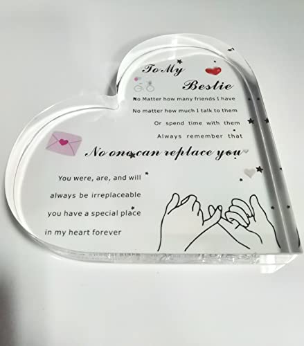 Acrylic Heart Gift For Bestie Inspirational Quotes Table Decor Sign Acrylic Paperweight Birthday Gifts New Year Present Back To School Gifts For Bestie (To Bestie) #TOP1