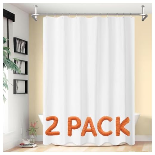 2-Pack Fabric Shower Curtain Liners Lightweight - White Cloth Shower Liners with Magnets, Washable & Water Repellent, 12 Button Holes, Hotel Quality - 71" W x 72" L, White