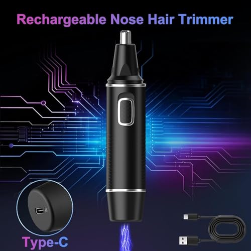 Image of AREYZIN Nose Hair Trimmer for Men,Rechargeable Ear and Nose Trimmer,2026 Professional 2 in 1 Painless Eyebrow & Facial Hair Trimmer with IPX7 Waterproof Dual Edge Blades (Black)