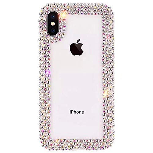 GIZEE Phone Case Compatible with iPhone Xs Max 6.5 Inch, Luxury 3D Glitter Sparkle Bling Shiny Handmade Crystal Rhinestone Diamond Bumper Girly Clear Protective Case Cover