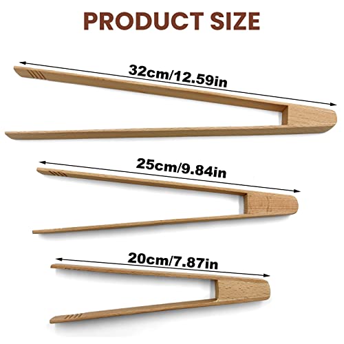 Wooden Kitchen Tongs Utensils For Cooking And Holding, 3 Pack Bamboo Toaster Tongs, Wood Cooking Tongs, Bamboo Toaster Tongs, Wood Toaster Tongs With Anti-Slip Design, Cooking Kitchen Tongs #TOP1