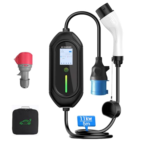 AIMOEST Car Charger AIOMEST Mobile Wallbox/Ladestation 11kW [3 Phasig| 5m| 16A], 16A auf Typ 2 Ladekabel Elektroauto, EV Ladegerät mit Tragetasche & Buchse für Y/3, ID.3/4/5 und andere EV