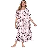 Balems Damen Nachthemden in Übergröße, Kurzarm-Nachthemd, Nachthemd mit quadratischem Kragen, lockeres, lässiges Nachthemd, übergroßes, bedrucktes Schlafkleid, XL-5XL (C-Leopard Print, 5XL)